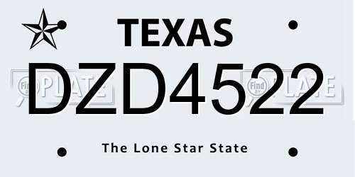 DZD4522 Texas License Plate