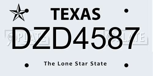 DZD4587 Texas License Plate