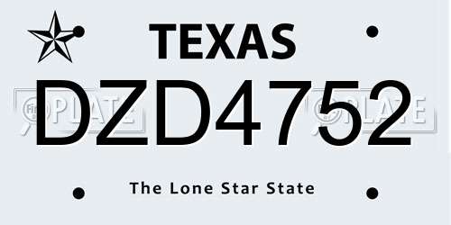 DZD4752 Texas License Plate