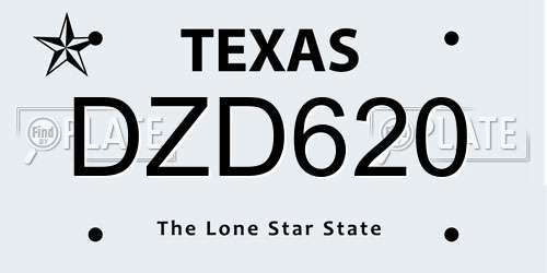 DZD620 Texas License Plate