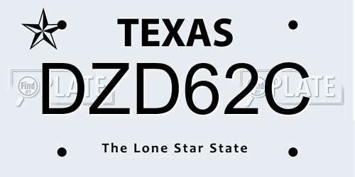 DZD62C Texas License Plate