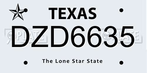 DZD6635 Texas License Plate