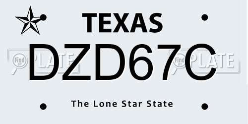 DZD67C Texas License Plate