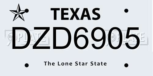 DZD6905 Texas License Plate