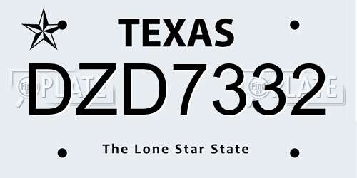 DZD7332 Texas License Plate