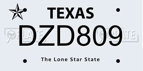 DZD809 Texas License Plate