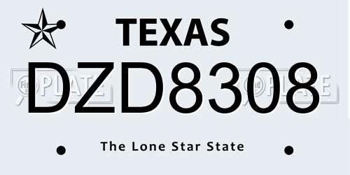 DZD8308 Texas License Plate