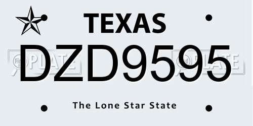 DZD9595 Texas License Plate