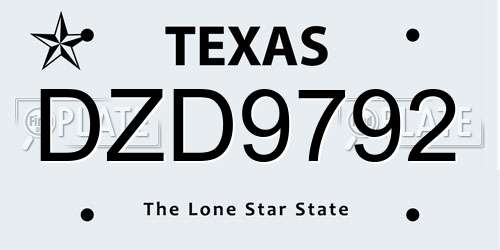 DZD9792 Texas License Plate