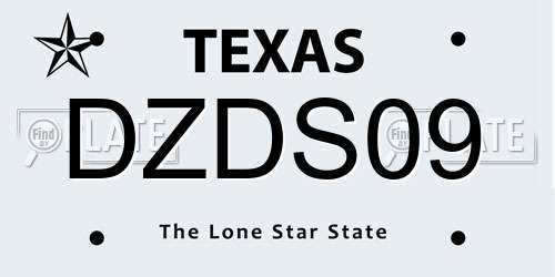 DZDS09 Texas License Plate