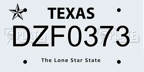 DZF0373 Texas License Plate