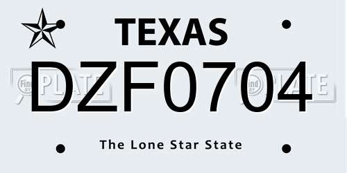 DZF0704 Texas License Plate