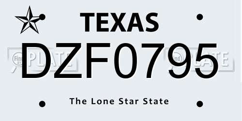 DZF0795 Texas License Plate
