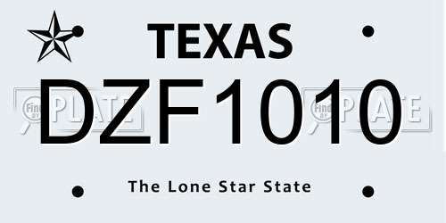DZF1010 Texas License Plate