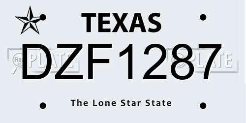 DZF1287 Texas License Plate