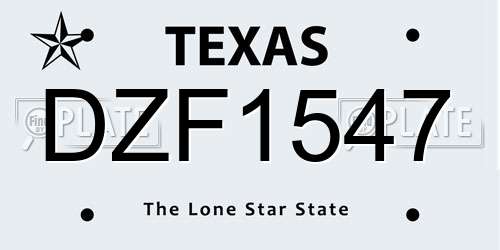 DZF1547 Texas License Plate