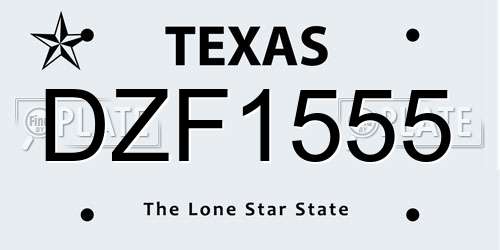 DZF1555 Texas License Plate