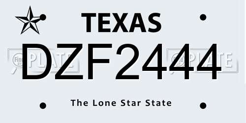 DZF2444 Texas License Plate