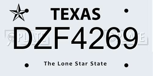 DZF4269 Texas License Plate