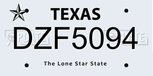 DZF5094 Texas License Plate