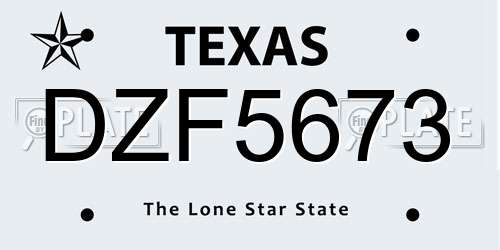 DZF5673 Texas License Plate