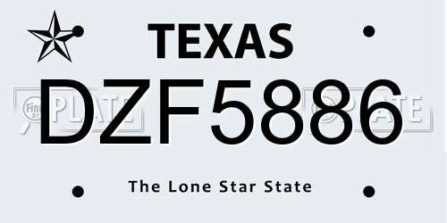 DZF5886 Texas License Plate