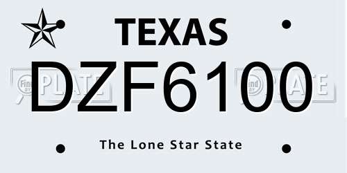 DZF6100 Texas License Plate