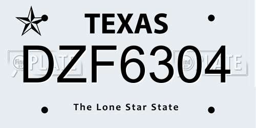 DZF6304 Texas License Plate