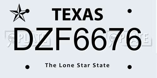 DZF6676 Texas License Plate