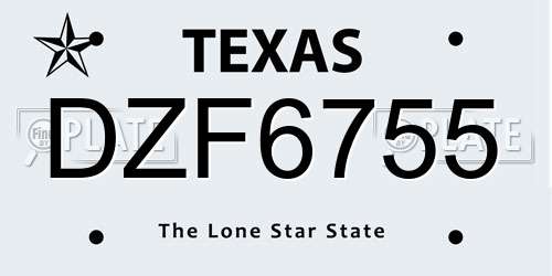 DZF6755 Texas License Plate
