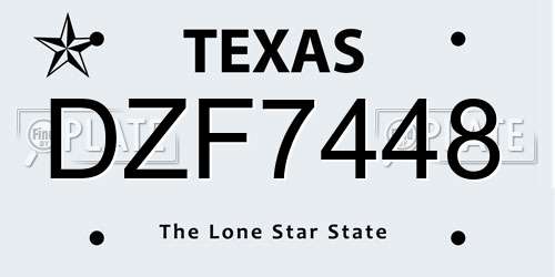 DZF7448 Texas License Plate