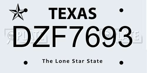 DZF7693 Texas License Plate