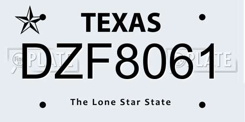 DZF8061 Texas License Plate