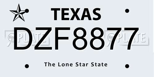 DZF8877 Texas License Plate