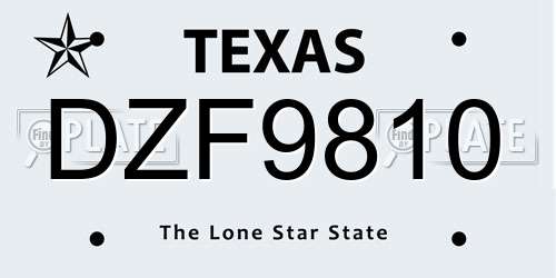 DZF9810 Texas License Plate