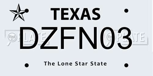 DZFN03 Texas License Plate