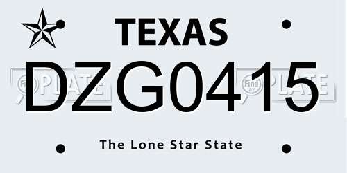 DZG0415 Texas License Plate