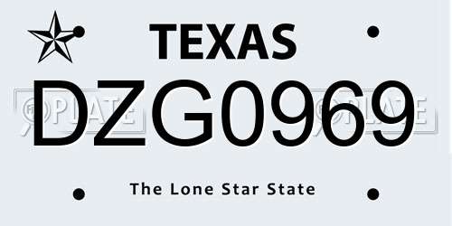DZG0969 Texas License Plate