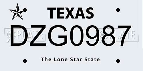 DZG0987 Texas License Plate