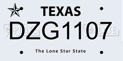 DZG1107 Texas License Plate