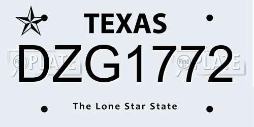 DZG1772 Texas License Plate