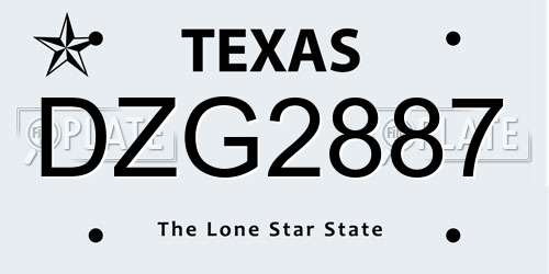 DZG2887 Texas License Plate