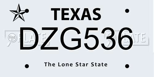 DZG536 Texas License Plate