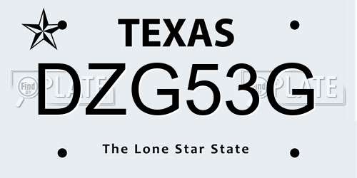 DZG53G Texas License Plate