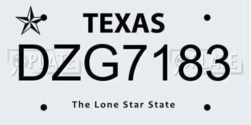 DZG7183 Texas License Plate