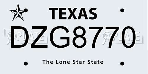 DZG8770 Texas License Plate
