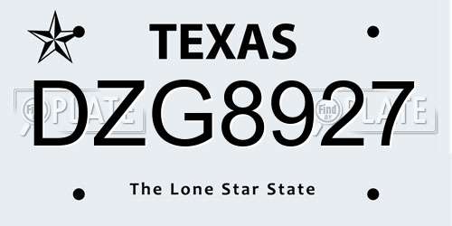 DZG8927 Texas License Plate