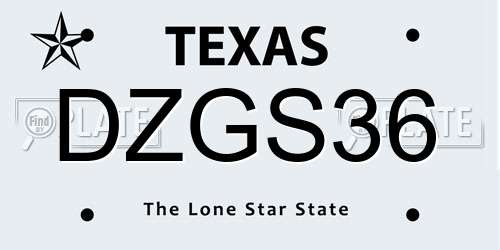 DZGS36 Texas License Plate