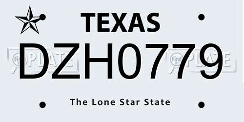 DZH0779 Texas License Plate