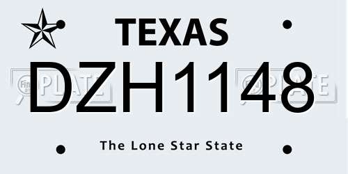 DZH1148 Texas License Plate